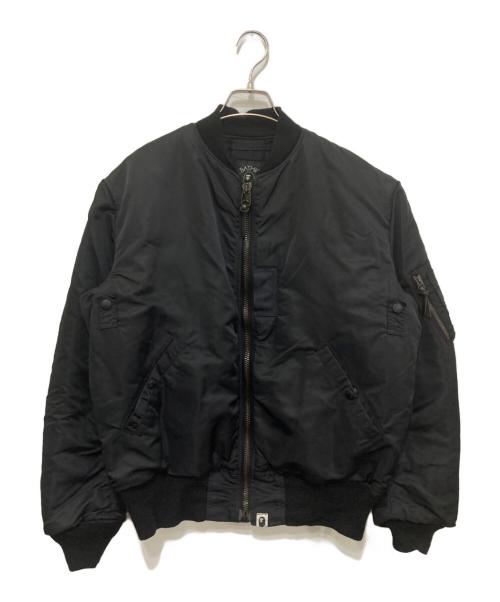 A BATHING APE（ア ベイシング エイプ）A BATHING APE (ア ベイシング エイプ) THE REAL McCOY'S (ザ・リアルマッコイズ) ウイングロゴ MA-1 フライトジャケット ブラック サイズ:Mの古着・服飾アイテム