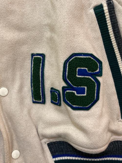 I.S.（アイエス）I.S. (アイエス) 80's ロゴバーシティージャケット RF34044 ベージュ サイズ:7の古着・服飾アイテム