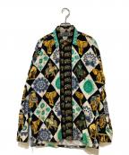 VERSACE JEANS COUTUREヴェルサーチ ジーンズクチュール）の古着「ヴィンテージ総柄シャツ」｜グリーン×ブラック