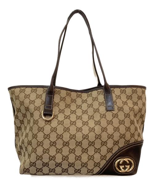 GUCCI（グッチ）GUCCI (グッチ) GGキャンバス ニューブリット トートバッグ　169946 ベージュの古着・服飾アイテム