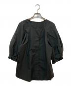 ETRE TOKYOエトレトウキョウ）の古着「ランタンスリーブノーカラーブラウス　1224310174-0」｜ブラック