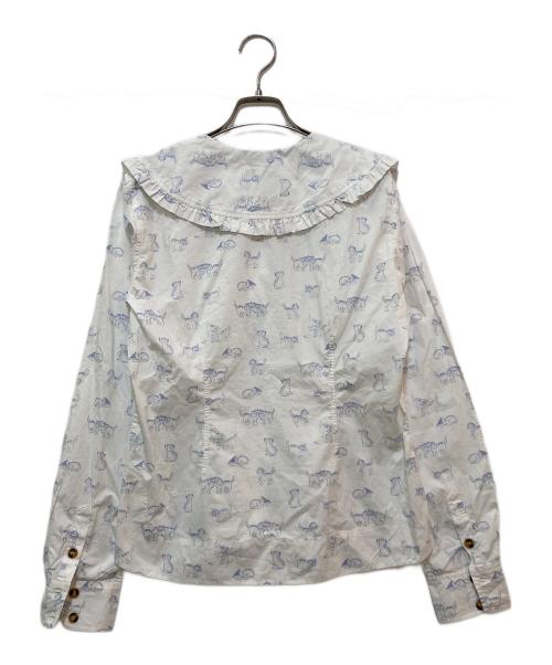 GANNI（ガニー）Ganni (ガニー) フリルカラーブラウス　F5777 ホワイト サイズ:34の古着・服飾アイテム