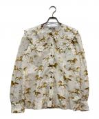 GANNIガニー）の古着「フリルカラーブラウス」｜ブラウン×ホワイト