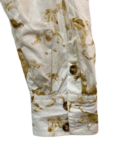 GANNI（ガニー）GANNI (ガニー) フリルカラーブラウス ブラウン×ホワイト サイズ:38の古着・服飾アイテム