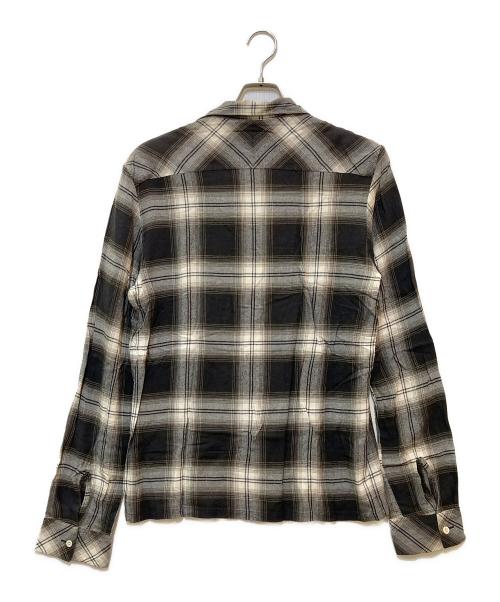 NUMBER (N)INE（ナンバーナイン）NUMBER (N)INE (ナンバーナイン) 05AW オープンカラーチェックシャツ ブラック サイズ:３の古着・服飾アイテム