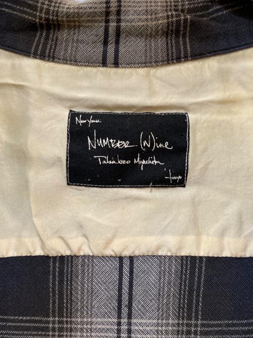 NUMBER (N)INE（ナンバーナイン）NUMBER (N)INE (ナンバーナイン) 05AW オープンカラーチェックシャツ ブラック サイズ:３の古着・服飾アイテム