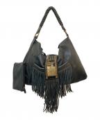 VALENTINOヴァレンティノ）の古着「フリンジスパンコールレザーハンドバッグ」｜ブラック