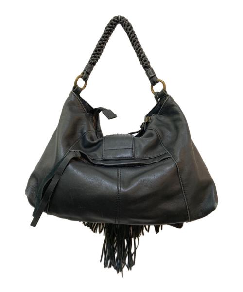 VALENTINO（ヴァレンティノ）VALENTINO (ヴァレンティノ) フリンジスパンコールレザーハンドバッグ ブラックの古着・服飾アイテム