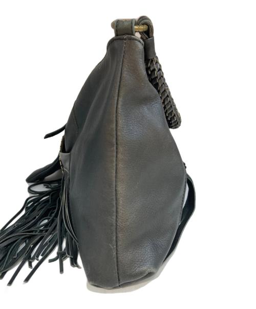 VALENTINO（ヴァレンティノ）VALENTINO (ヴァレンティノ) フリンジスパンコールレザーハンドバッグ ブラックの古着・服飾アイテム