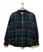 son of the cheese（サノバチーズ））の古着「HALF ZIP PANEL CHECK SHIRT　SC2320-SH04」｜ネイビー