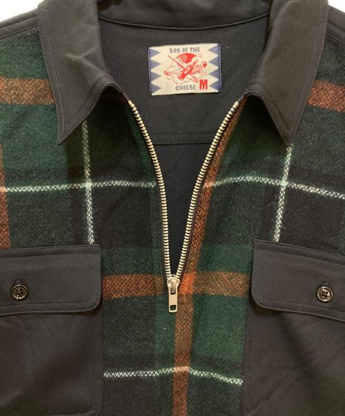 son of the cheese（（サノバチーズ））son of the cheese (サノバチーズ) HALF ZIP PANEL CHECK SHIRT　SC2320-SH04 ネイビー サイズ:Mの古着・服飾アイテム