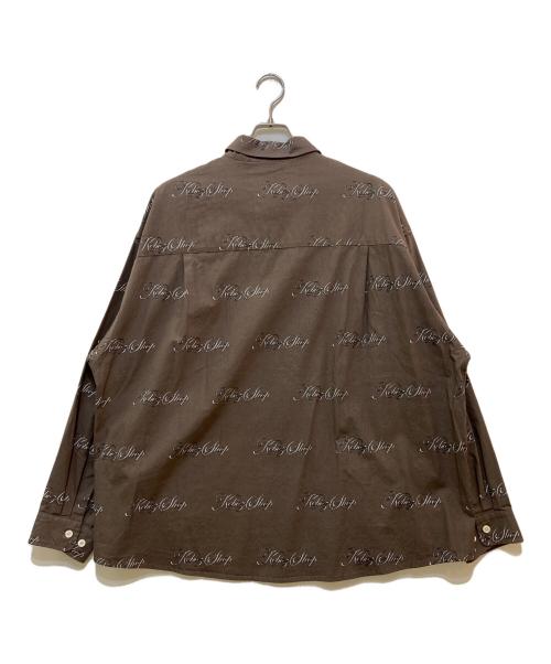 KEBOZ（ケボズ）KEBOZ (ケボズ) 総ロゴシャツ ブラウン サイズ:LARGEの古着・服飾アイテム