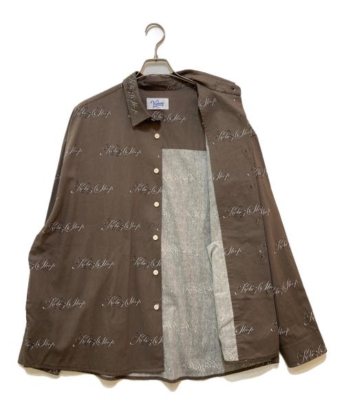 KEBOZ（ケボズ）KEBOZ (ケボズ) 総ロゴシャツ ブラウン サイズ:LARGEの古着・服飾アイテム