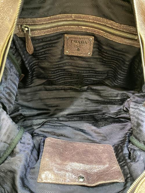 PRADA（プラダ）PRADA (プラダ) レザー スクエア ハンドバッグ BL0517 ブラウンの古着・服飾アイテム