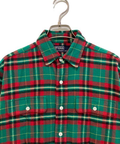 POLO RALPH LAUREN（ポロ・ラルフローレン）POLO RALPH LAUREN (ポロ・ラルフローレン) チェックCPOシャツ レッド×グリーン サイズ:Mの古着・服飾アイテム