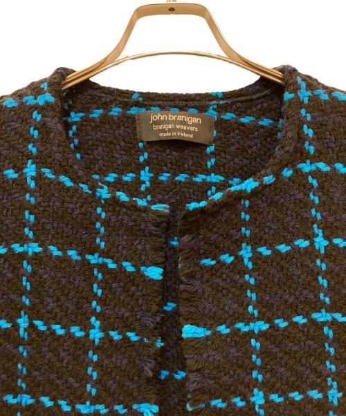 john branigan（ジョンブラニガン）john branigan (ジョンブラニガン) ノーカラーニットジャケット　JB240-MD ネイビー サイズ:不明(実寸をご参照下さい)の古着・服飾アイテム