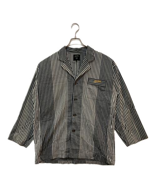 Jean Paul Gaultier homme（ジャンポールゴルチェオム）Jean Paul Gaultier homme (ジャンポールゴルチェオム) ストライプシャツジャケット ブラック サイズ:Lの古着・服飾アイテム