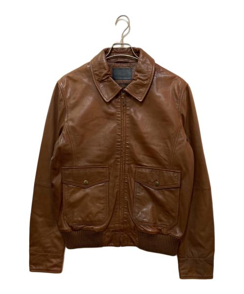 TRUSSARDI（トラサルディ）TRUSSARDI (トラサルディ) A-2 TYPE レザージャケット ブラウン サイズ:50の古着・服飾アイテム