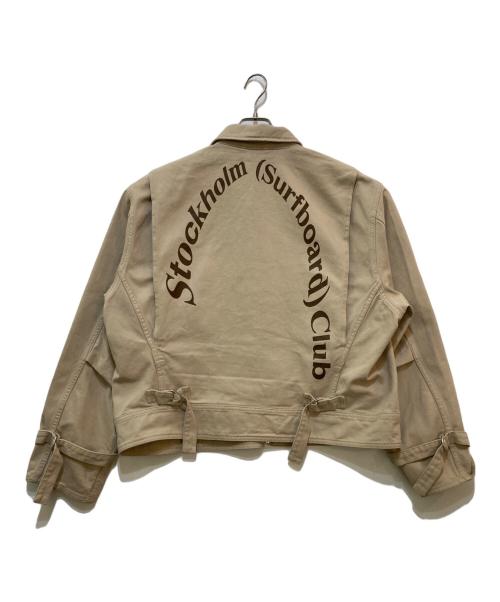 Stockholm Surfboard Club（ストックホルム サーフボード クラブ）Stockholm Surfboard Club (ストックホルム サーフボード クラブ) ロゴ ワークジャケット　4120400097 ベージュ サイズ:XLの古着・服飾アイテム