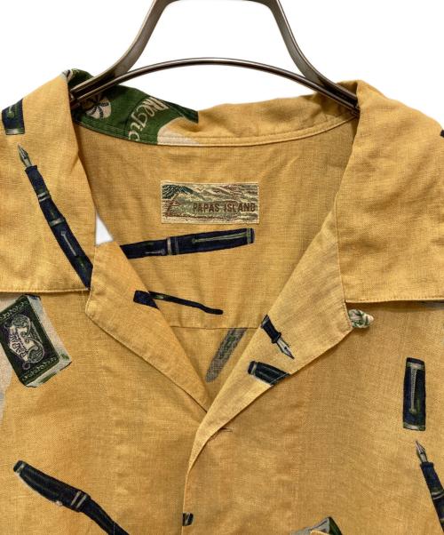 PAPAS ISLAND（パパス アイランド）PAPAS ISLAND (パパス アイランド) リネンオープンカラーシャツ イエロー サイズ:Lの古着・服飾アイテム