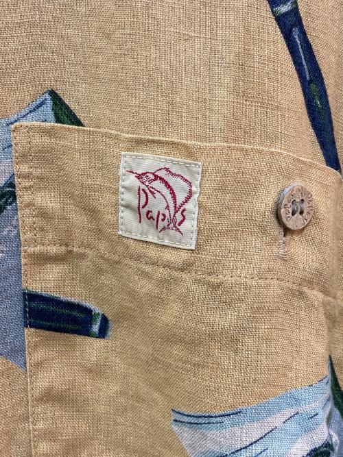 PAPAS ISLAND（パパス アイランド）PAPAS ISLAND (パパス アイランド) リネンオープンカラーシャツ イエロー サイズ:Lの古着・服飾アイテム