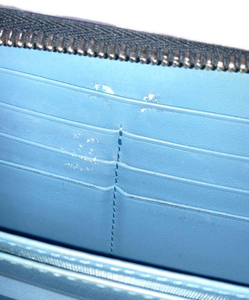 PRADA（プラダ）PRADA (プラダ) サフィアーノ メタルロゴ ラウンドジッフウォレット ネイビーの古着・服飾アイテム