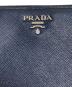 中古・古着 PRADA (プラダ) サフィアーノ メタルロゴ ラウンドジッフウォレット ネイビー：7000円
