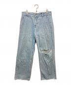 ADER errorアーダーエラー）の古着「ダメージ加工デニムパンツ」｜インディゴ
