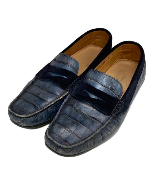 Santoni（サントーニ）Santoni (サントーニ) クロコ型押しローファー　11500 インディゴ サイズ:U50の古着・服飾アイテム