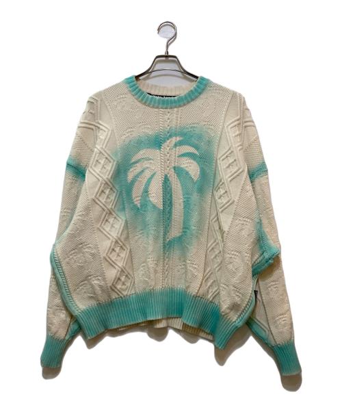Palm Angels（パーム エンジェルス）Palm Angels (パーム エンジェルス) Round Neck Sweater ホワイト×ブルー サイズ:Mの古着・服飾アイテム