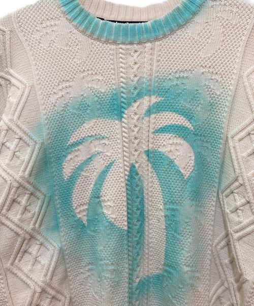 Palm Angels（パーム エンジェルス）Palm Angels (パーム エンジェルス) Round Neck Sweater ホワイト×ブルー サイズ:Mの古着・服飾アイテム