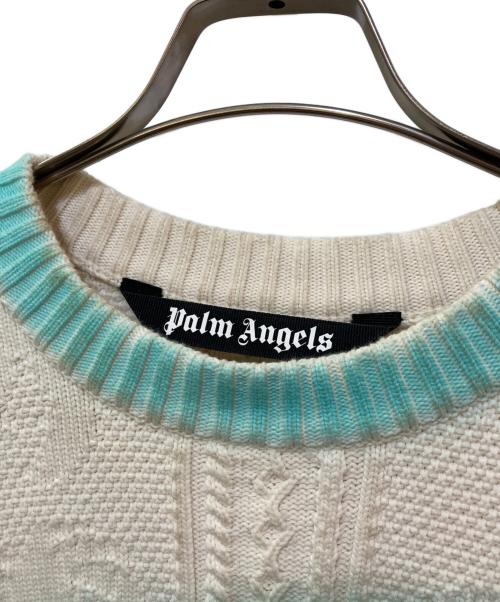 Palm Angels（パーム エンジェルス）Palm Angels (パーム エンジェルス) Round Neck Sweater ホワイト×ブルー サイズ:Mの古着・服飾アイテム
