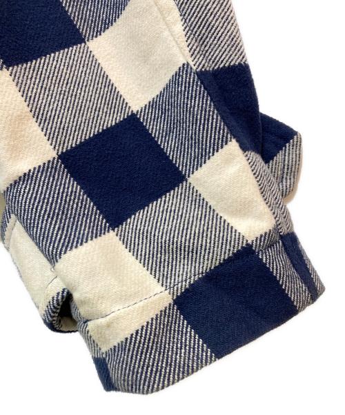 Palm Angels（パーム エンジェルス）Palm Angels (パーム エンジェルス) Logo Printed Checked Overshirt ネイビー×ホワイト サイズ:50の古着・服飾アイテム