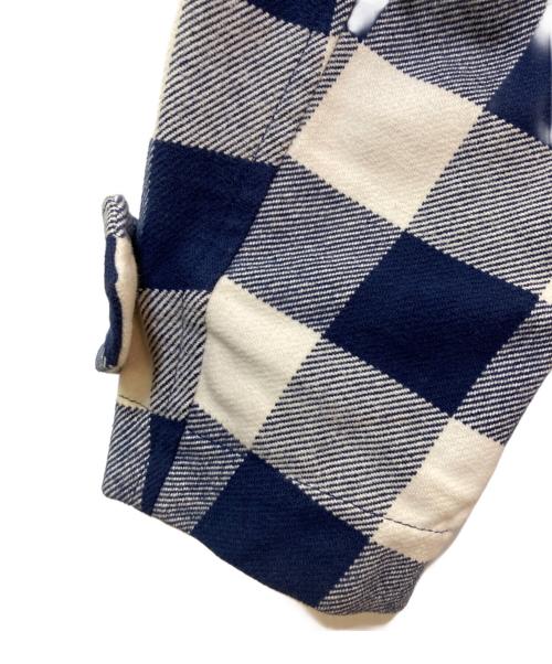 Palm Angels（パーム エンジェルス）Palm Angels (パーム エンジェルス) Logo Printed Checked Overshirt ネイビー×ホワイト サイズ:50の古着・服飾アイテム