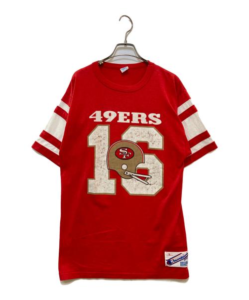Champion（チャンピオン）Champion (チャンピオン) 80's フットボールTシャツ レッド サイズ:LARGEの古着・服飾アイテム