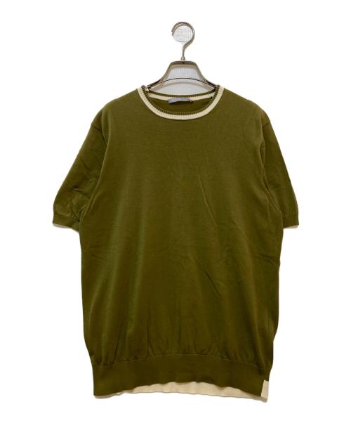 STRASBURGO（ストラスブルゴ）STRASBURGO (ストラスブルゴ) コットンS/Sニット　928053 オリーブ サイズ:Lの古着・服飾アイテム