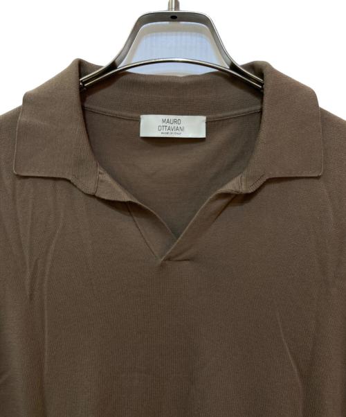 mauro ottaviani（マウロ オッタヴィアーニ）mauro ottaviani (マウロ オッタヴィアーニ) コットンスキッパーニットポロシャツ ブラウン サイズ:48の古着・服飾アイテム
