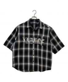 X-LARGE（エクストララージ）の古着「OLD ENGLISH S/S PLAID SHIRT　101242014006」｜ブラック