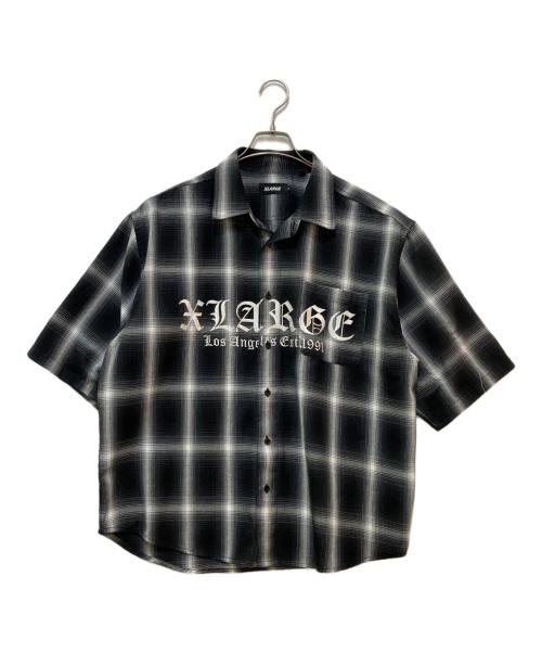 X-LARGE（エクストララージ）X-LARGE (エクストララージ) OLD ENGLISH S/S PLAID SHIRT　101242014006 ブラック サイズ:Lの古着・服飾アイテム