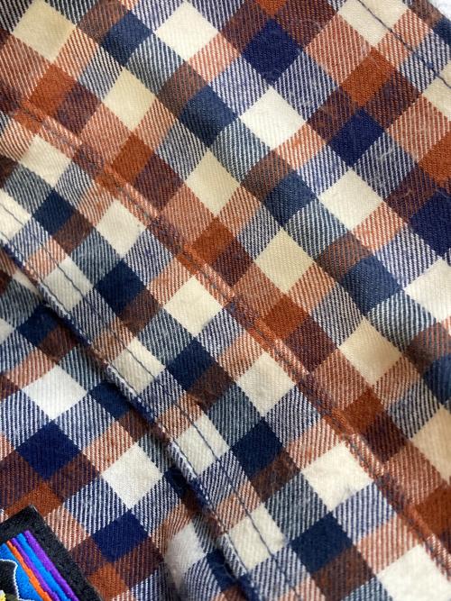 Patagonia（パタゴニア）Patagonia (パタゴニア) L/S Pima Cotton Shirt　53837 ブラウン×ネイビー サイズ:Lの古着・服飾アイテム