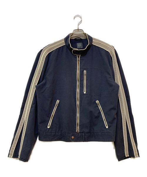 ARMANI EXCHANGE（アルマーニ エクスチェンジ）ARMANI EXCHANGE (アルマーニ エクスチェンジ) シングルライダースジャケット ネイビー サイズ:ＸＬ　の古着・服飾アイテム