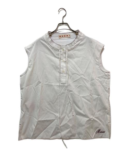MARNI（マルニ）MARNI (マルニ) フロントリボンノースリーブブラウス　TTMA0201S0 ホワイト サイズ:40の古着・服飾アイテム