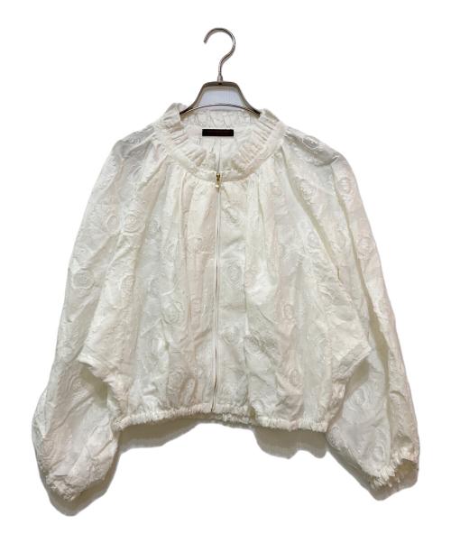 TOMORROW LAND collection（トゥモローランドコレクション）TOMORROW LAND collection (トゥモローランドコレクション) サンフラワージャカード フリルネックブルゾン ホワイト サイズ:36の古着・服飾アイテム