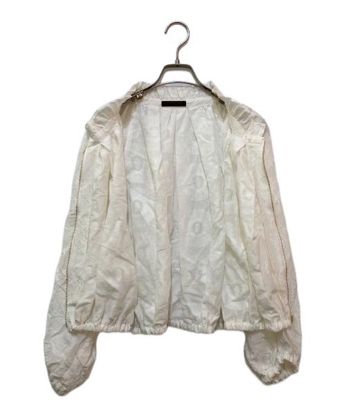 TOMORROW LAND collection（トゥモローランドコレクション）TOMORROW LAND collection (トゥモローランドコレクション) サンフラワージャカード フリルネックブルゾン ホワイト サイズ:36の古着・服飾アイテム