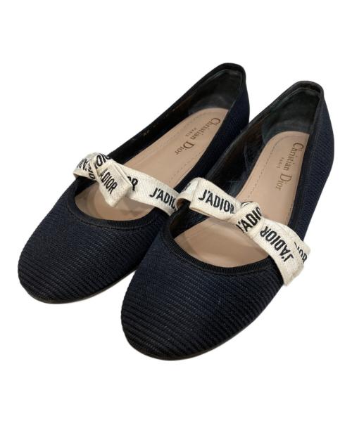 Christian Dior（クリスチャン ディオール）Christian Dior (クリスチャン ディオール) MISS JADIOR BALLERINA FLAT ブラック サイズ:37 1/2の古着・服飾アイテム