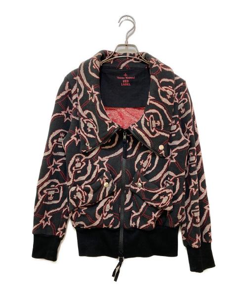 Vivienne Westwood RED LABEL（ヴィヴィアンウエストウッドレッドレーベル）Vivienne Westwood RED LABEL (ヴィヴィアンウエストウッドレッドレーベル) オーブ総柄ジップジャケット ブラック サイズ:２の古着・服飾アイテム