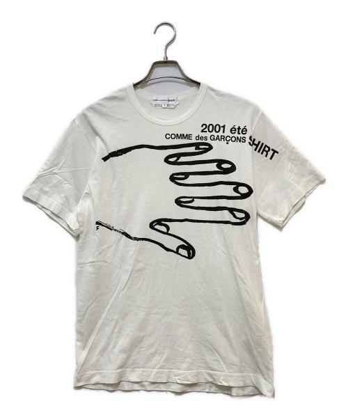 COMME des GARCONS SHIRT（コムデギャルソンシャツ）COMME des GARCONS SHIRT (コムデギャルソンシャツ) ハンドプリントTシャツ ホワイト サイズ:Xの古着・服飾アイテム