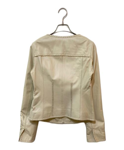 BALMAIN（バルマン）BALMAIN (バルマン) ラムレザーノーカラージャケット ベージュ サイズ:9の古着・服飾アイテム