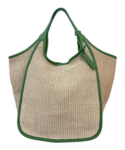 MARCO MASI（マルコマージ）MARCO MASI (マルコマージ) レザーパイピングラフィアバッグ グリーン×ベージュの古着・服飾アイテム