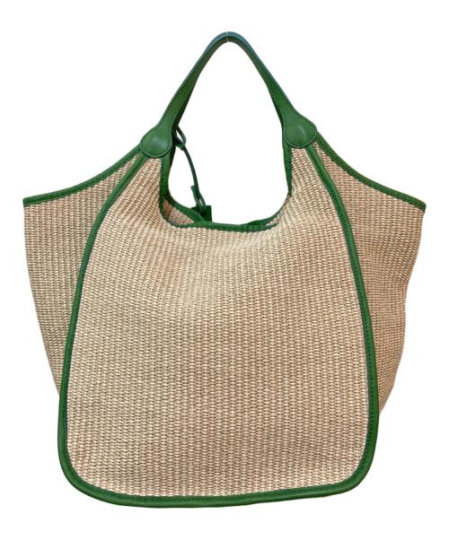 MARCO MASI（マルコマージ）MARCO MASI (マルコマージ) レザーパイピングラフィアバッグ グリーン×ベージュの古着・服飾アイテム